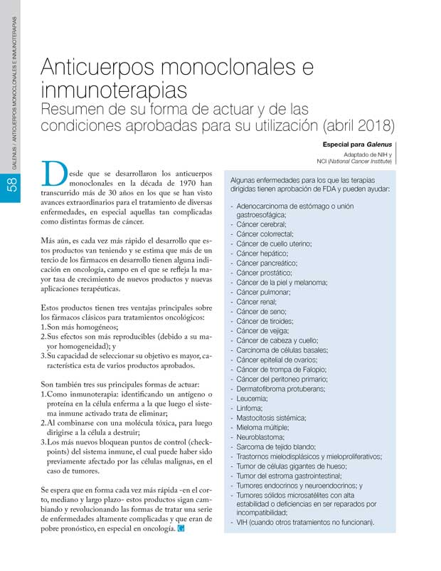 Anticuerpos monoclonales e inmunoterapias 