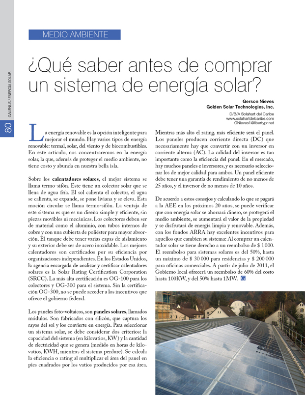 Medio ambiente: Antes de comprar un equipo de energía solar 