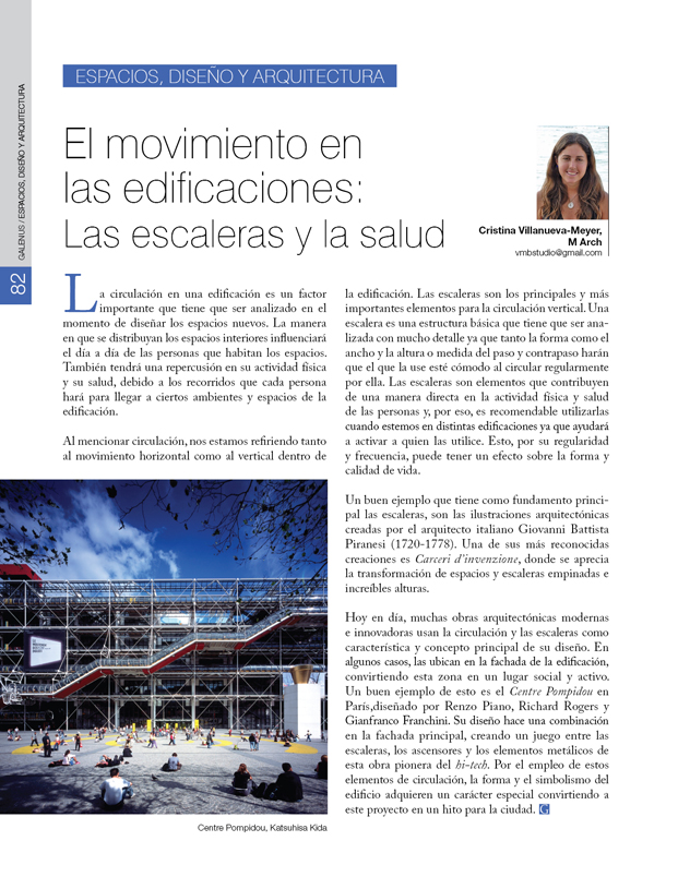 Espacios, diseño y arquitectura: El movimiento en las edificaciones: Escaleras y salud 