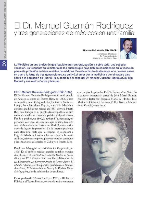 Historia: El Dr. Manuel Guzmán Rodríguez 
