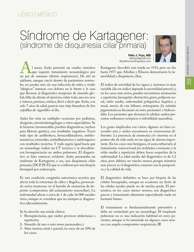 Léxico Médico: Síndrome de Kartagener 