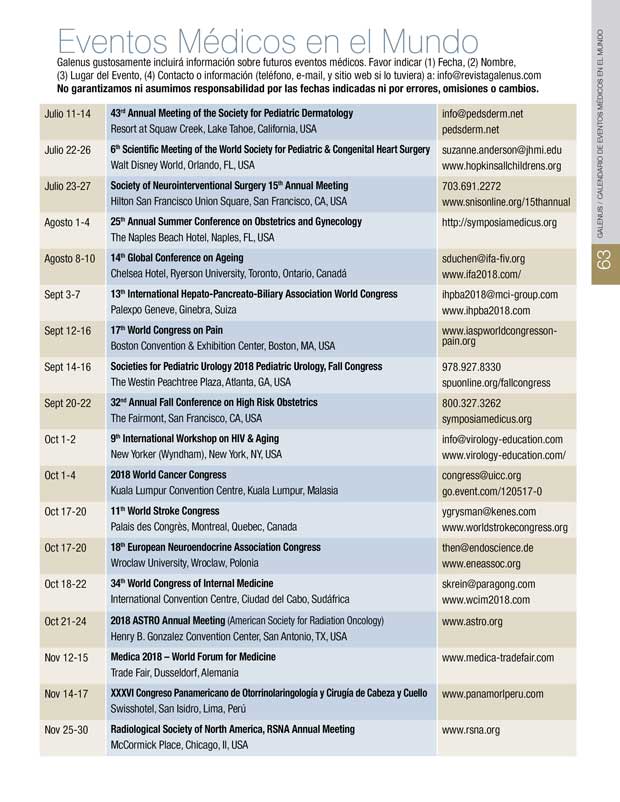 Calendario Eventos Médicos en el Mundo 