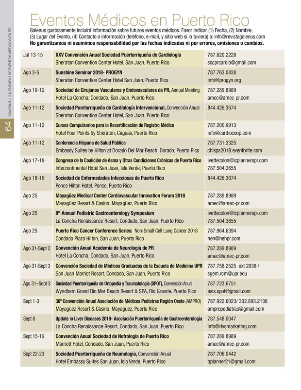 Calendario Eventos Médicos en Puerto Rico 