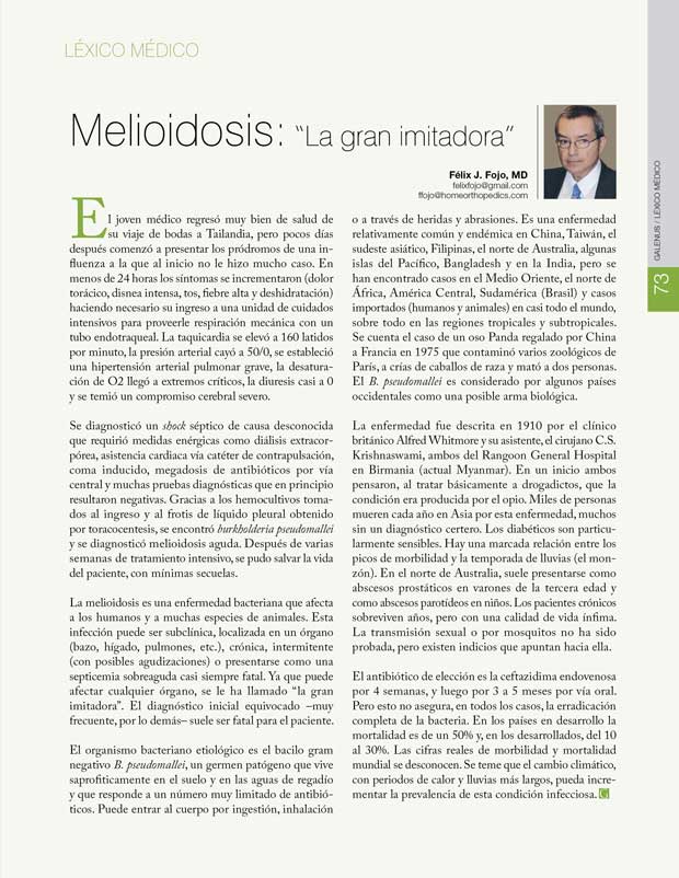 Léxico Médico: Melioidosis: “La gran imitadora” 