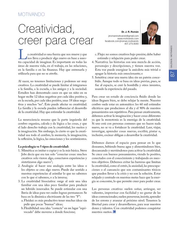 Motivando: Creatividad, creer para crear 