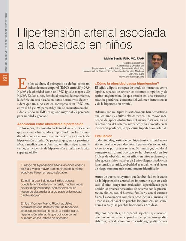 Hipertensión arterial asociada  a la obesidad en niños 