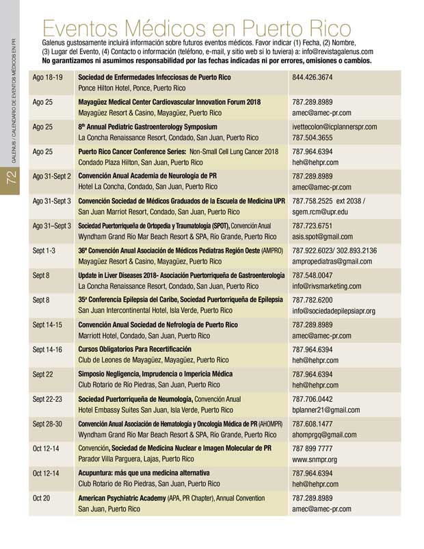 Calendario Eventos Médicos en Puerto Rico 