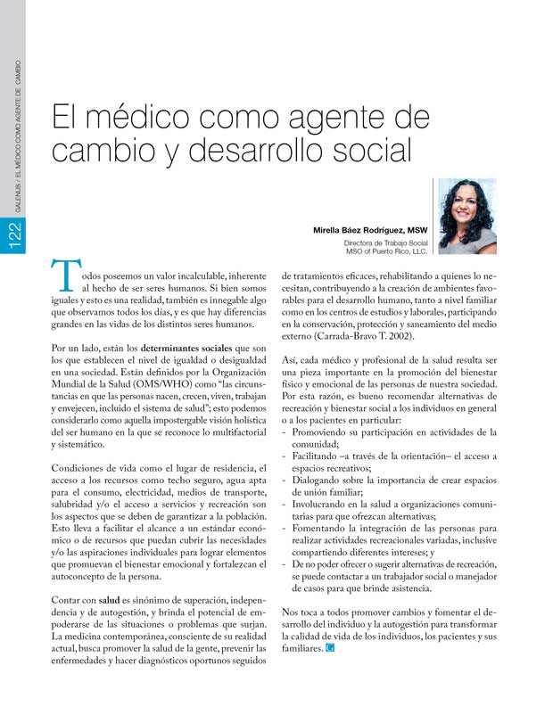 El médico como agente de  cambio y desarrollo social 