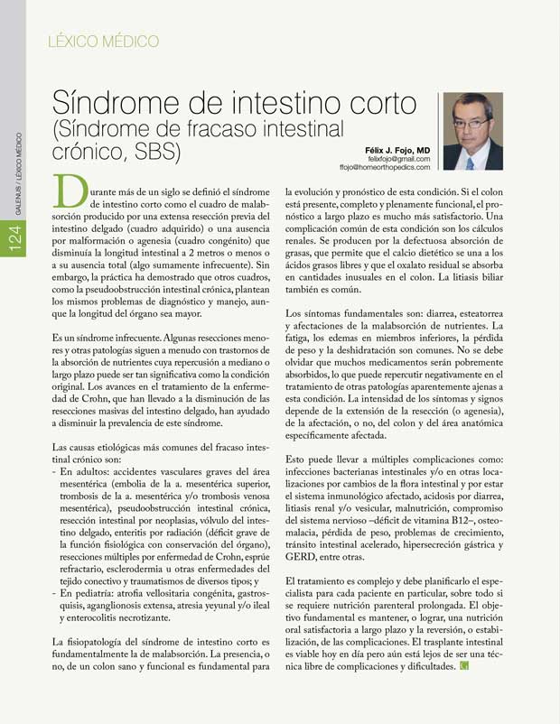 Léxico Médico: Síndrome de intestino corto 