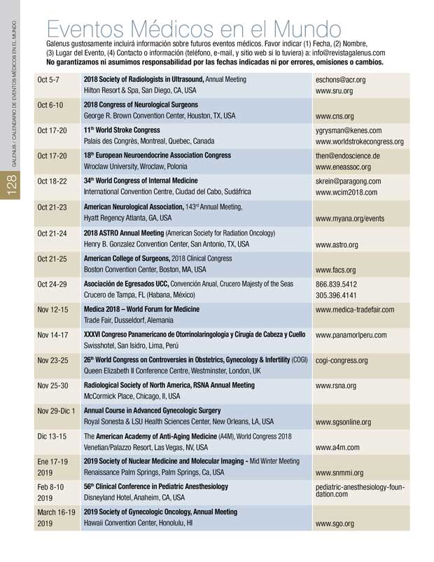 Calendario de Eventos Médicos en el Mundo 