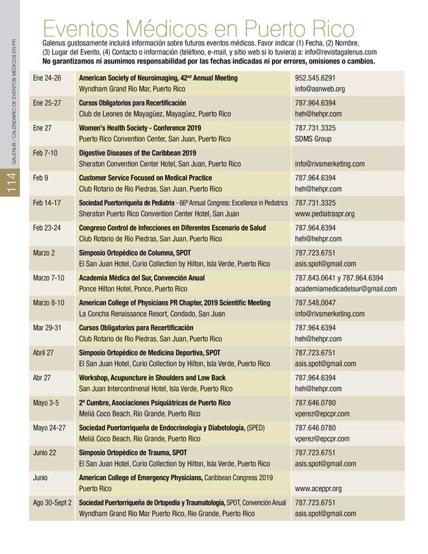 Calendario de Eventos Médicos en Puerto Rico 