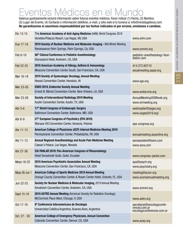 Calendario de Eventos Médicos en el Mundo 