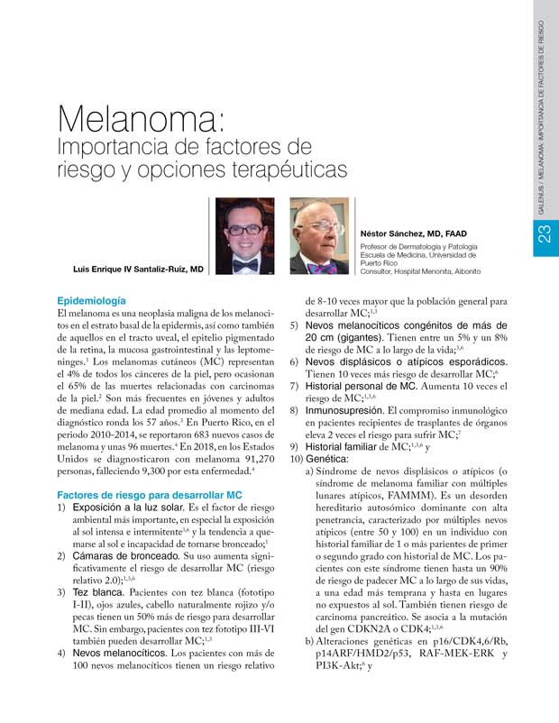 Melanoma: Importancia de factores 