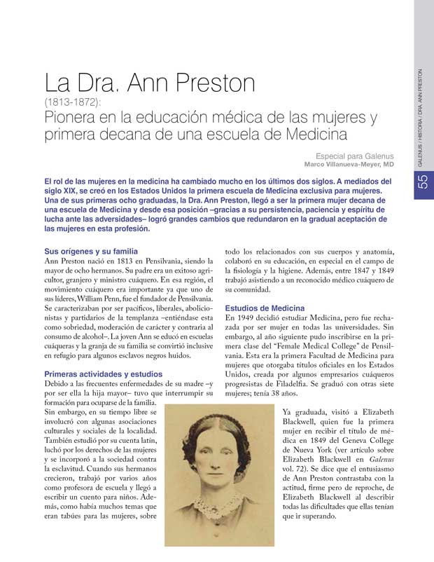 Historia: Dra. Ann Preston 