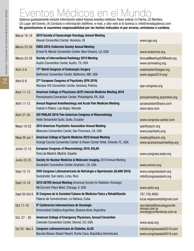 Calendario Eventos Médicos en el Mundo 