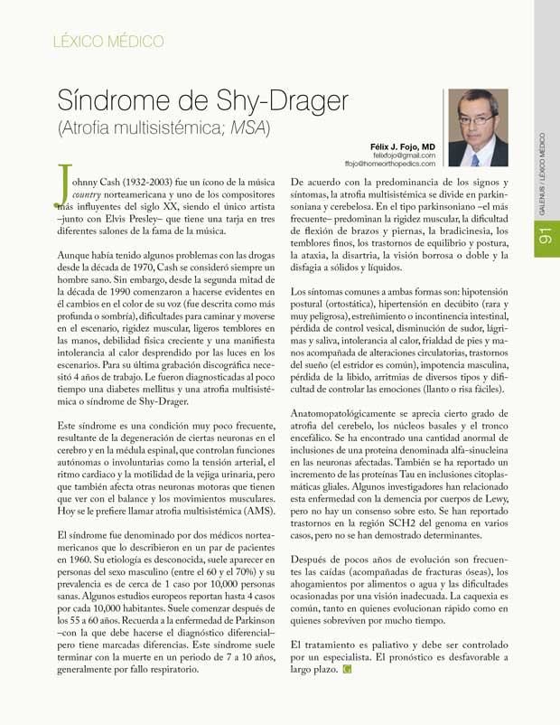 Léxico Médico: Síndrome de Shy-Drager 