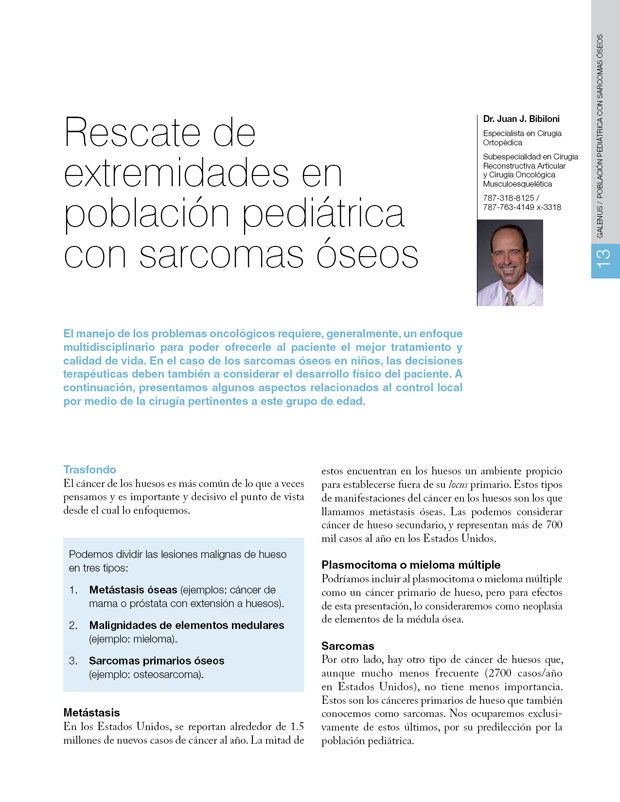 Rescate de extremidades en población pediátrica con sarcomas óseos 