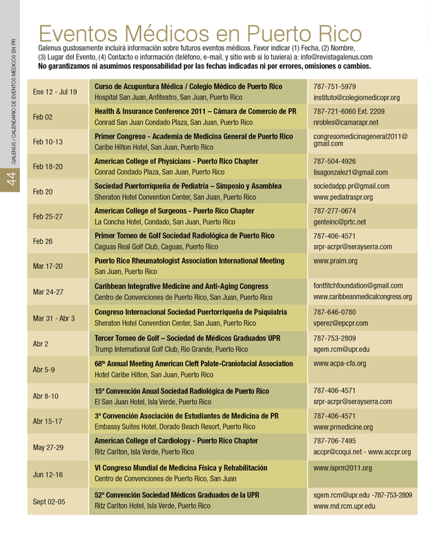 Calendario de Eventos Médicos en Puerto Rico 