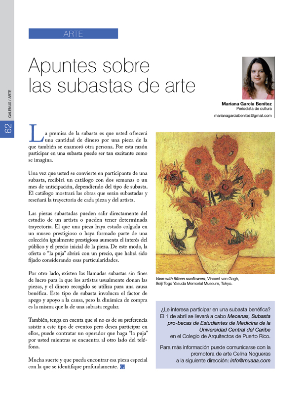 Arte  / Apuntes sobre  las subastas de arte 