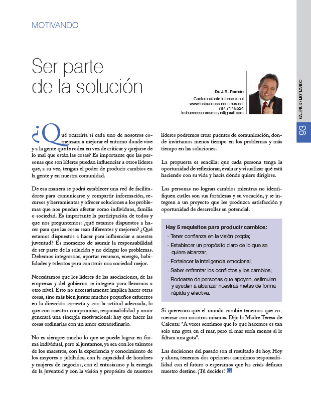 Motivando: Ser parte de la solución