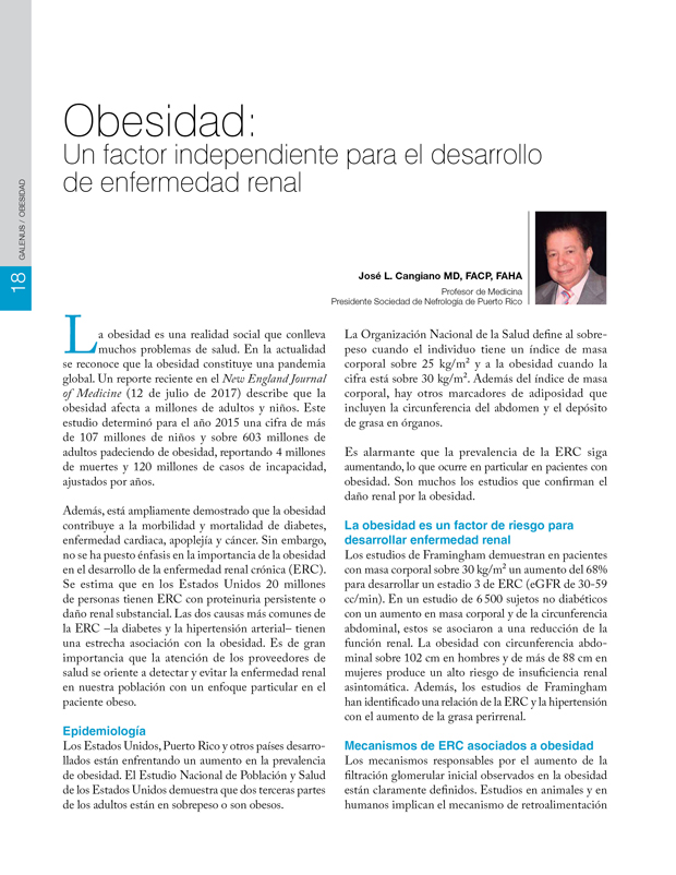 Obesidad: Un factor independiente para el desarrollo  de enfermedad renal