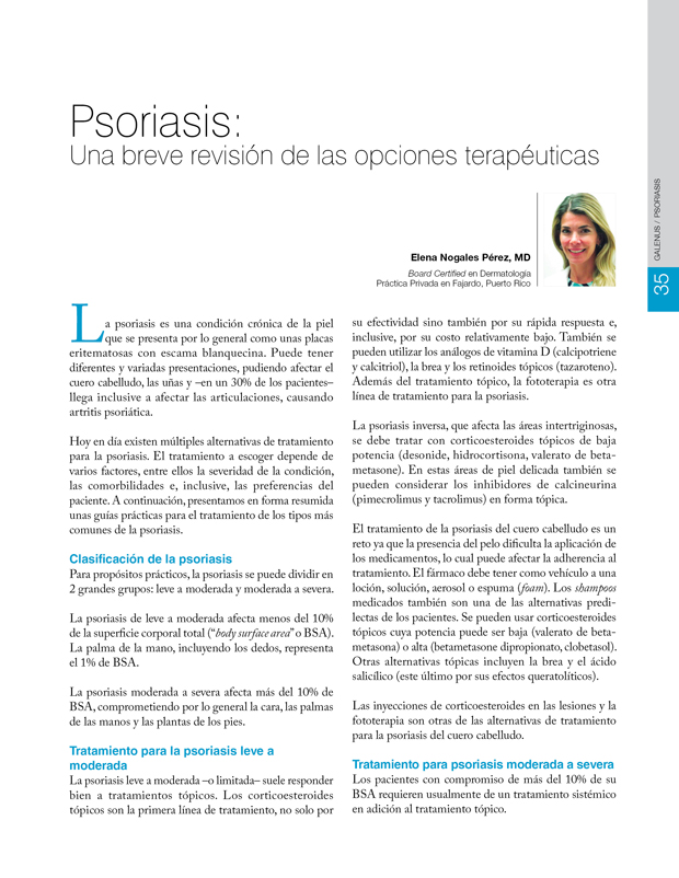 Psoriasis: Una breve revisión de las opciones terapéuticas