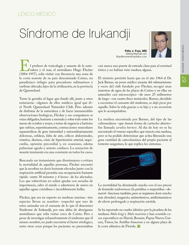 Léxico Médico: Síndrome de Irukandji