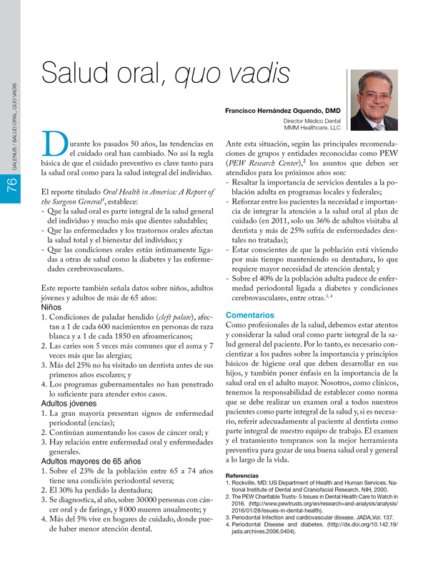 Salud oral, quo vadis